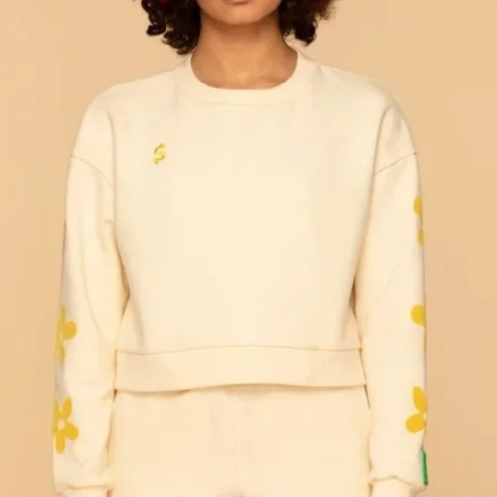 Cashblossom Cream Cropped Sweatshirt Size Medium Made In USA